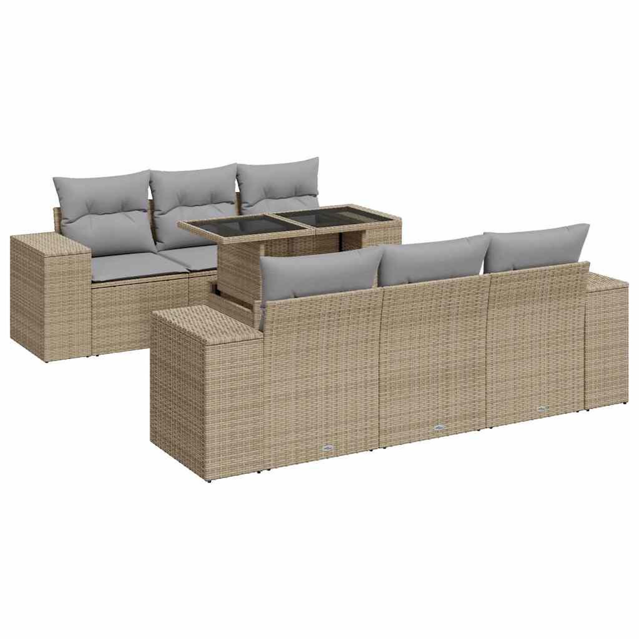 Voir la diapositive 2 : VIDAXL Salon de jardin avec coussins 7 pcs beige resine tressee