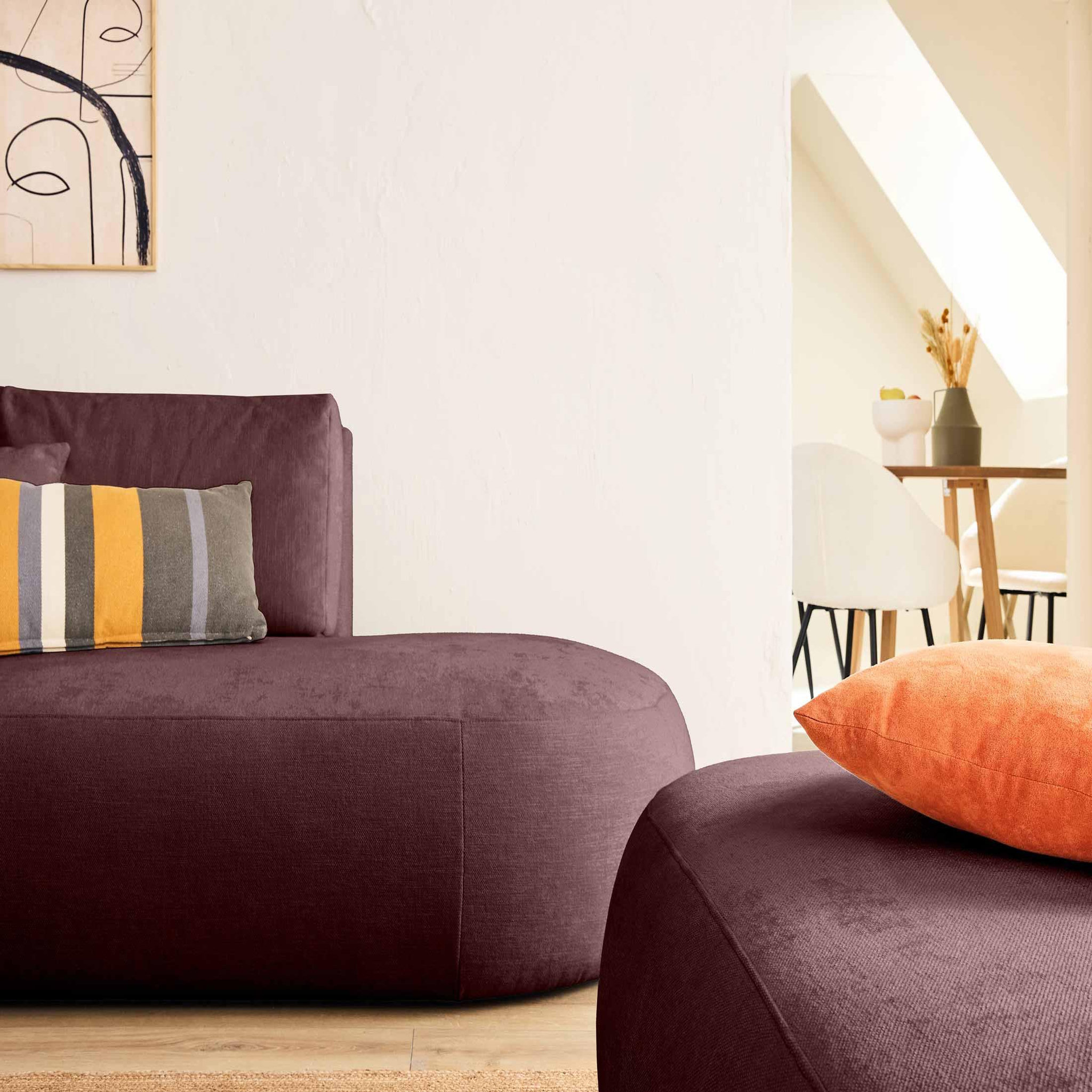 Voir la diapositive 2 : LISA DESIGN Santorini - canapé modulable d'angle gauche + pouf - 4 places - en tissu texturé
