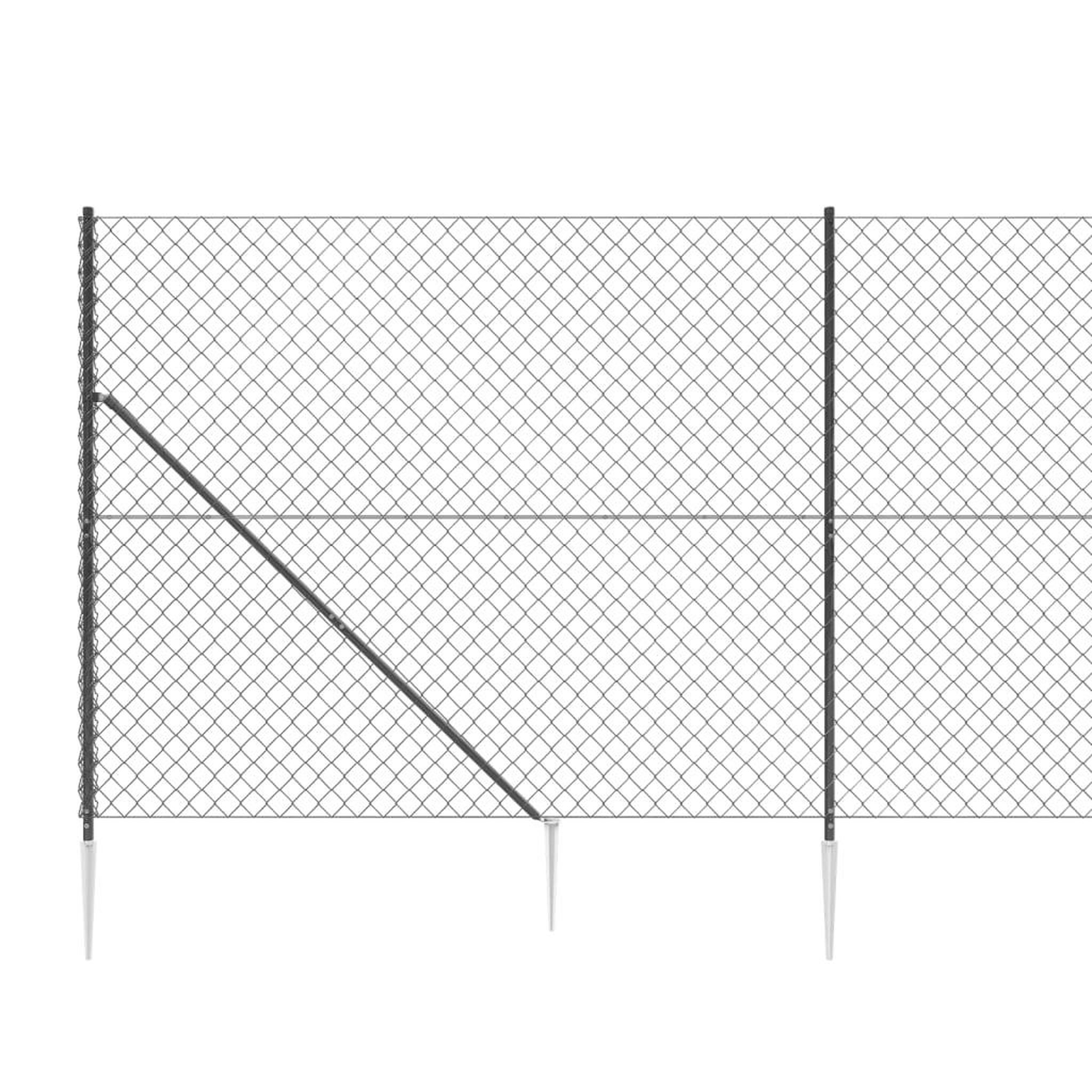 Voir la diapositive 4 : VIDAXL Cloture a mailles losangees avec ancrage anthracite 1,6x25 m