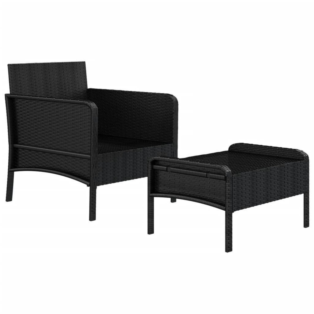 VIDAXL Salon de jardin 2 pcs avec coussins Noir Resine tressee