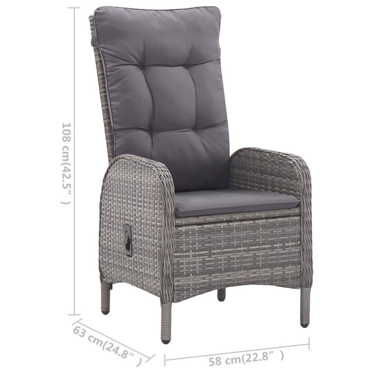 VIDAXL Ensemble a manger de jardin 5 pcs Resine tressee et verre Gris