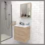 Meuble de salle de bain sous vasque avec vasque encastrée 2 tiroirs, 60cm FARO blanc