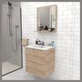 Meuble de salle de bain sous vasque avec vasque encastrée 2 tiroirs, 60cm FARO blanc