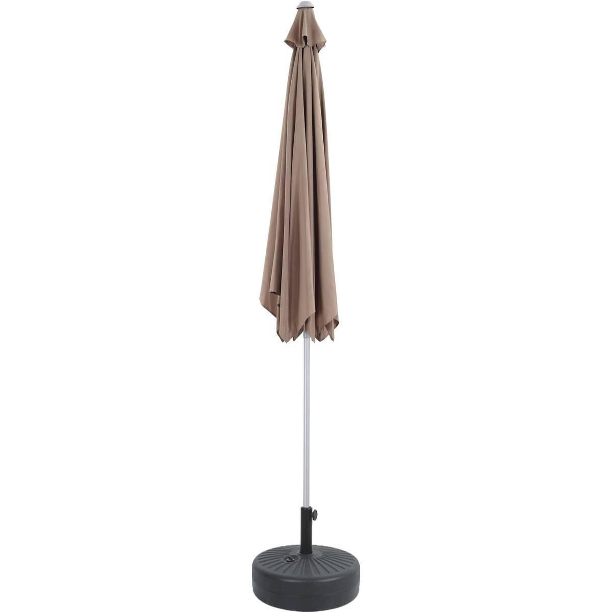 Voir la diapositive 2 : Habitat et Jardin Parasol jardin droit alu  sol  - rond - ø 3m - taupe - avec pied à lester
