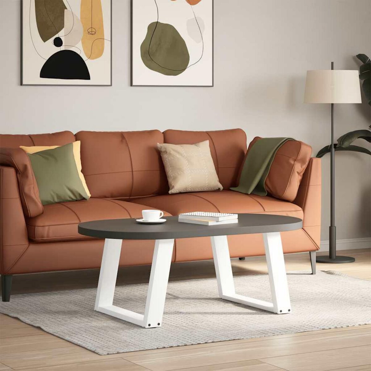 VIDAXL Pieds de table basse forme de U 2 pcs blanc 70x(42-43) cm acier