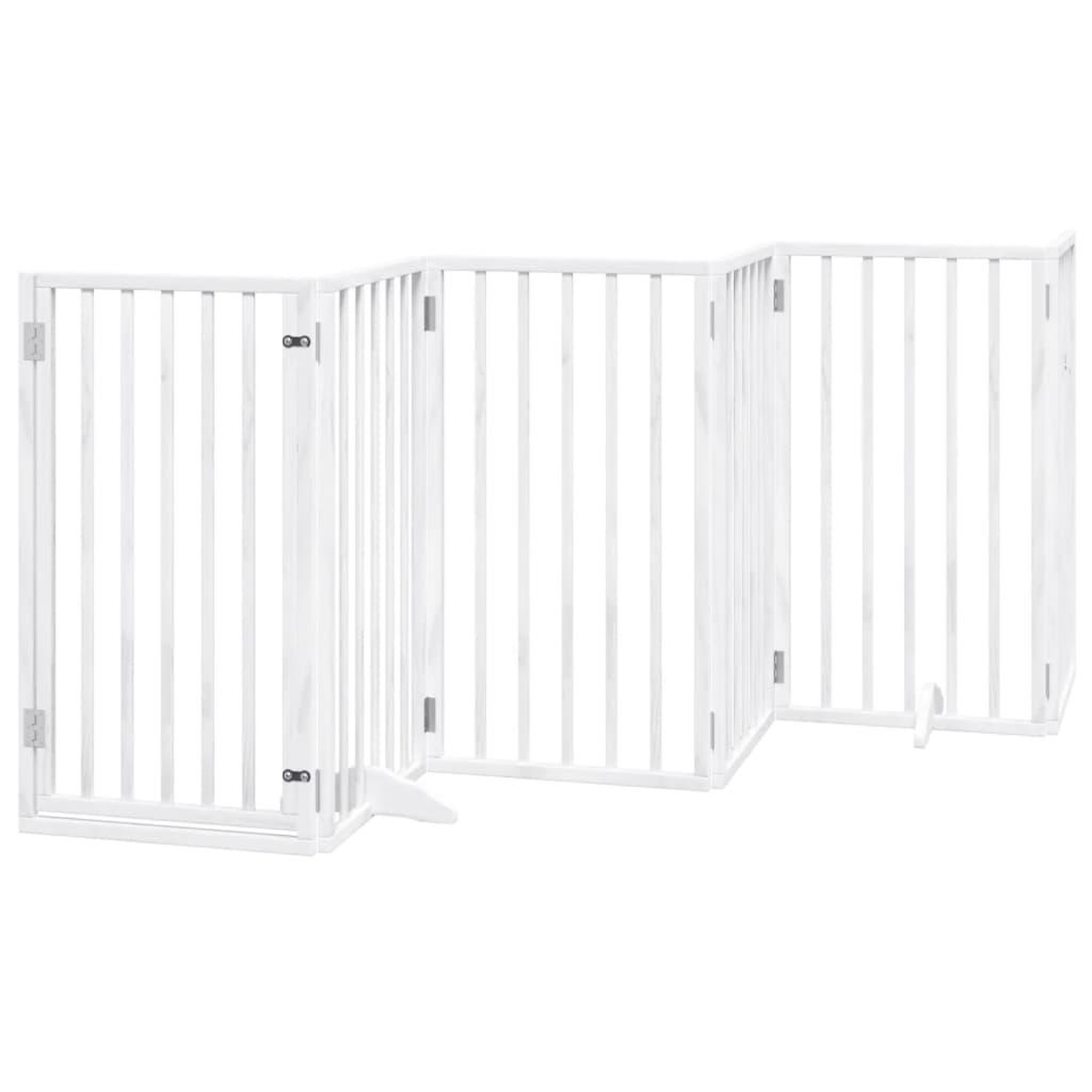 Voir la diapositive 2 : VIDAXL Barriere pour chiens et porte 6 panneaux blanc bois de peuplier