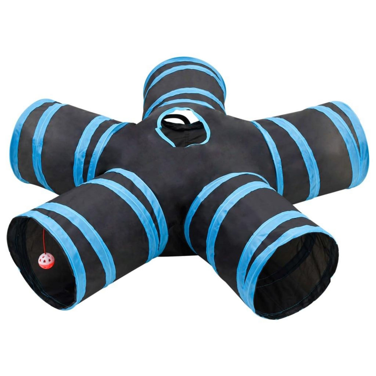 VIDAXL Tunnel pour chats a 5 voies Noir et bleu 25 cm Polyester