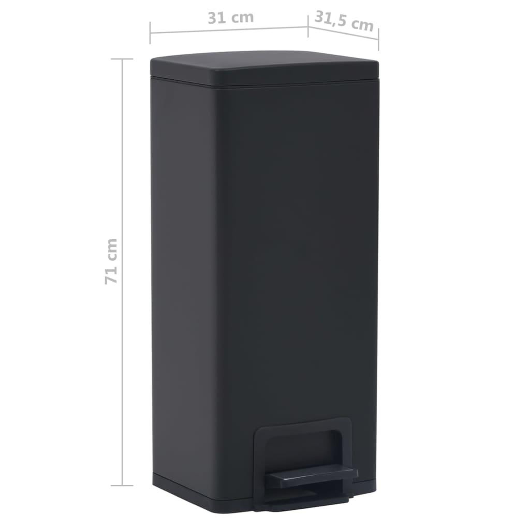 Voir la diapositive 6 : VIDAXL Poubelle a pedale anti-empreinte 30 L Noir Acier inoxydable