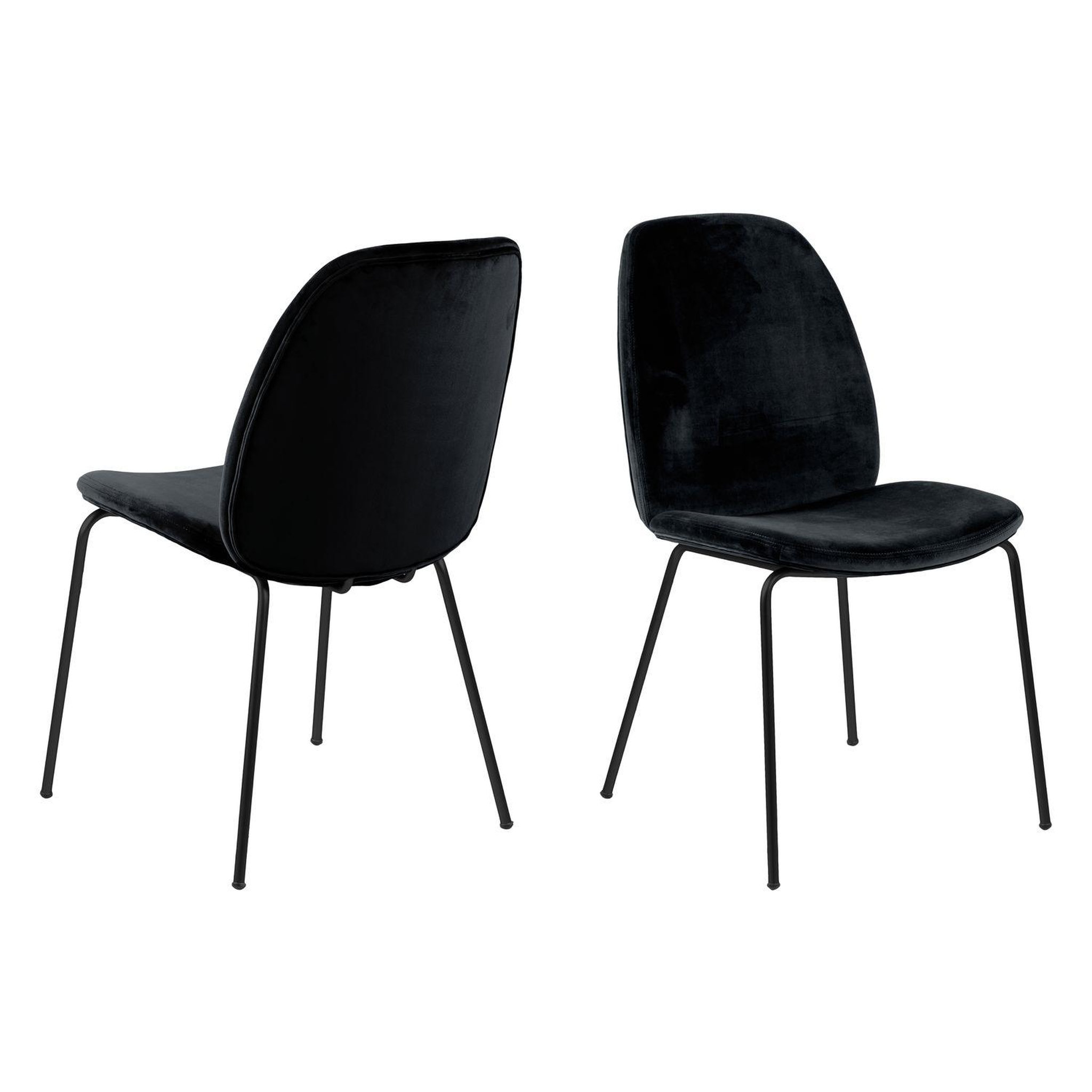 Voir la diapositive 5 : TOILINUX Lot de 2 chaises billie en velours et métal - noir