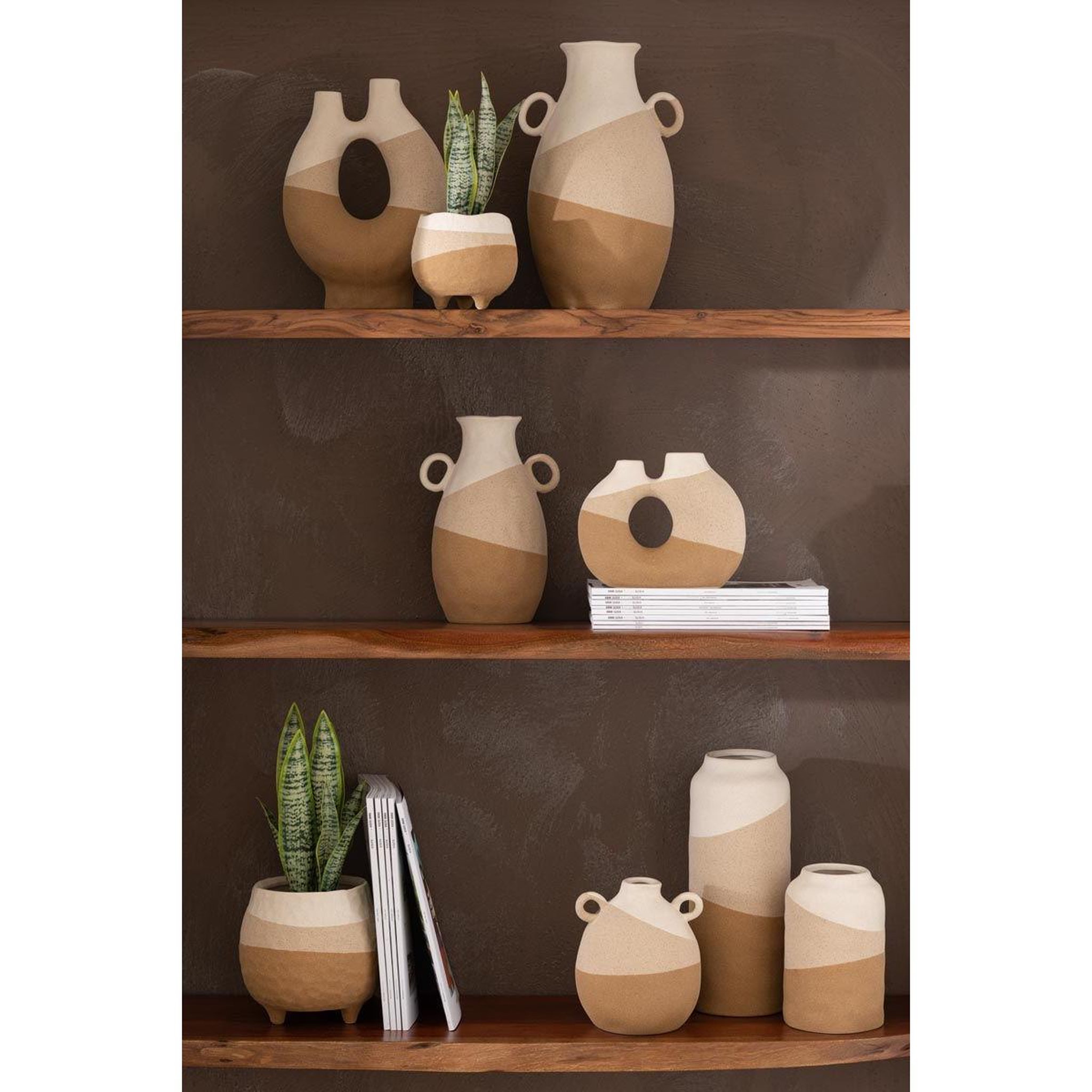 Voir la diapositive 3 : J-LINE Vase à oreilles  charley  19cm beige