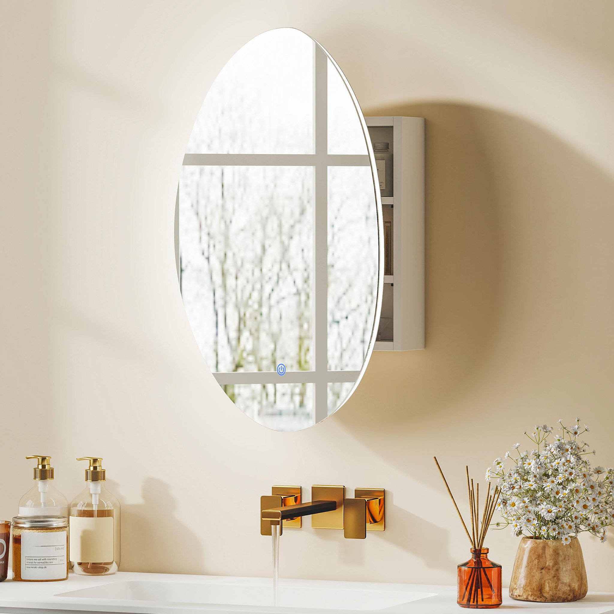 Voir la diapositive 6 : HOMCOM Armoire miroir organique led réglable salle de bain 2 étagères