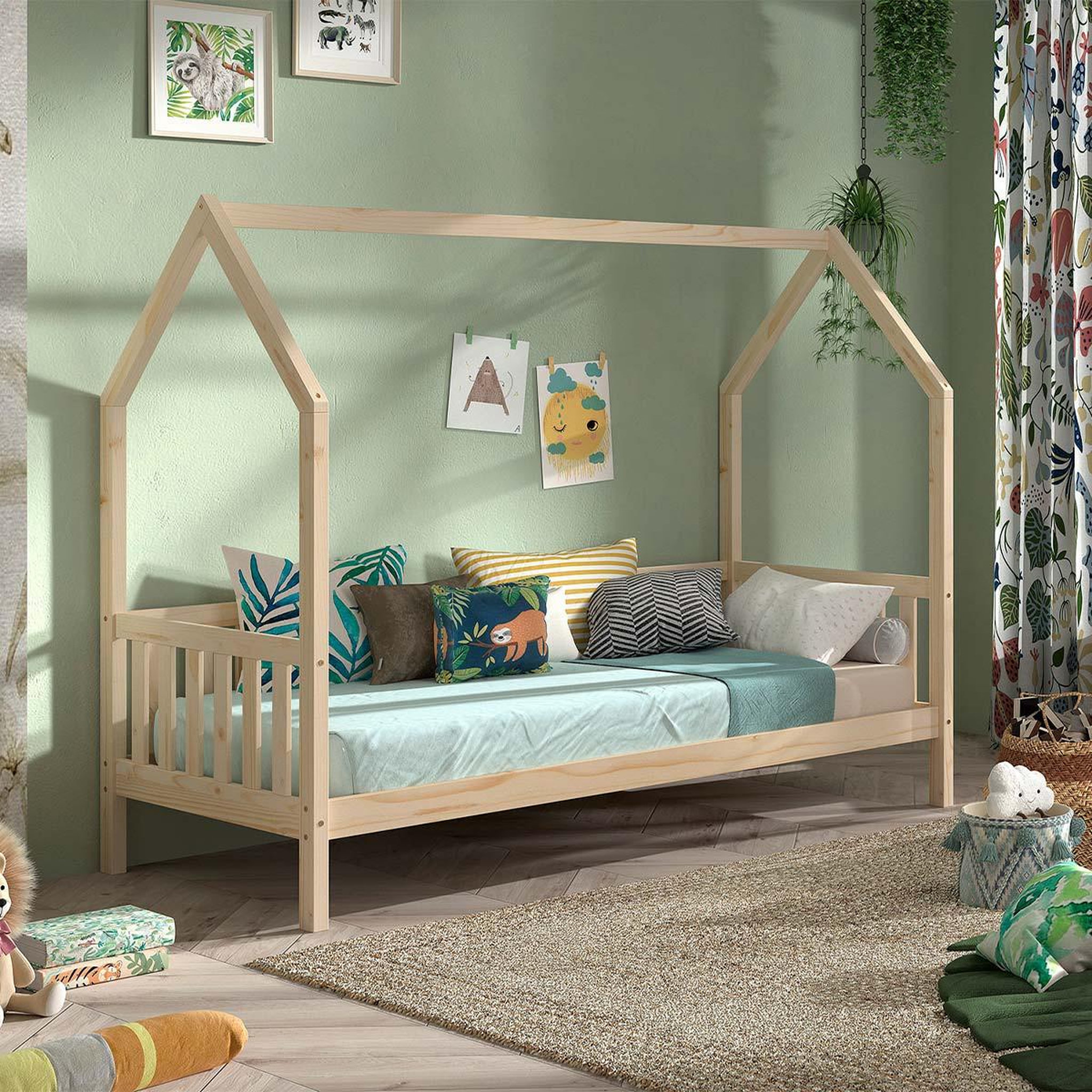 Voir la diapositive 3 : Paris Prix Lit enfant  cabane  90x200cm naturel