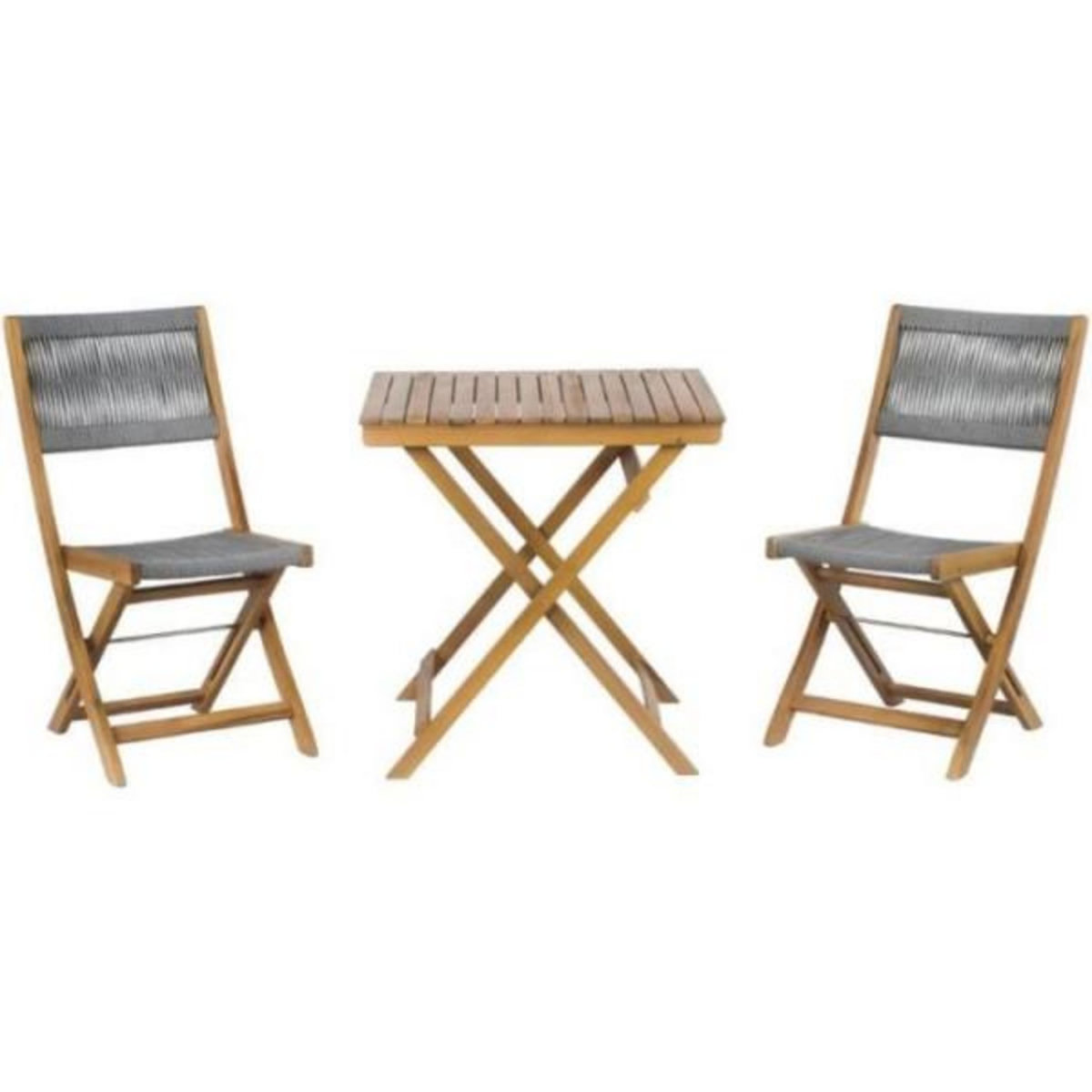 BEAU RIVAGE Ensemble repas BARI en bois d'acacia FSC et corde grise