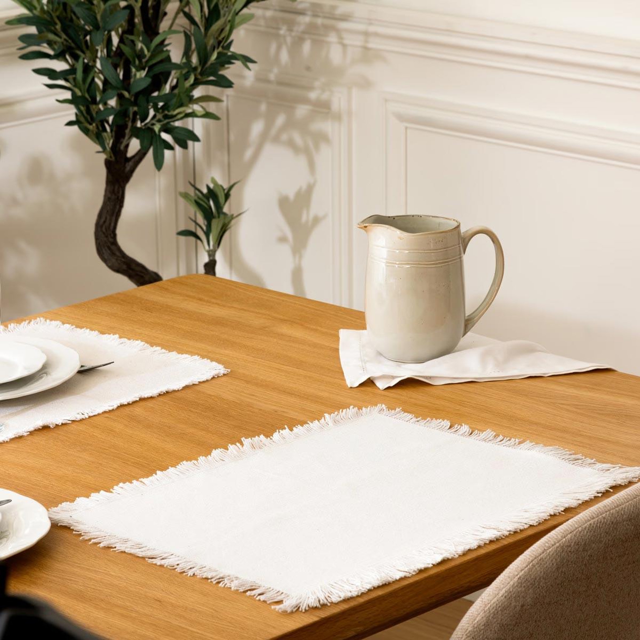 Voir la diapositive 3 : SECRET DE GOURMET Set de table déco  maha  30x45cm blanc