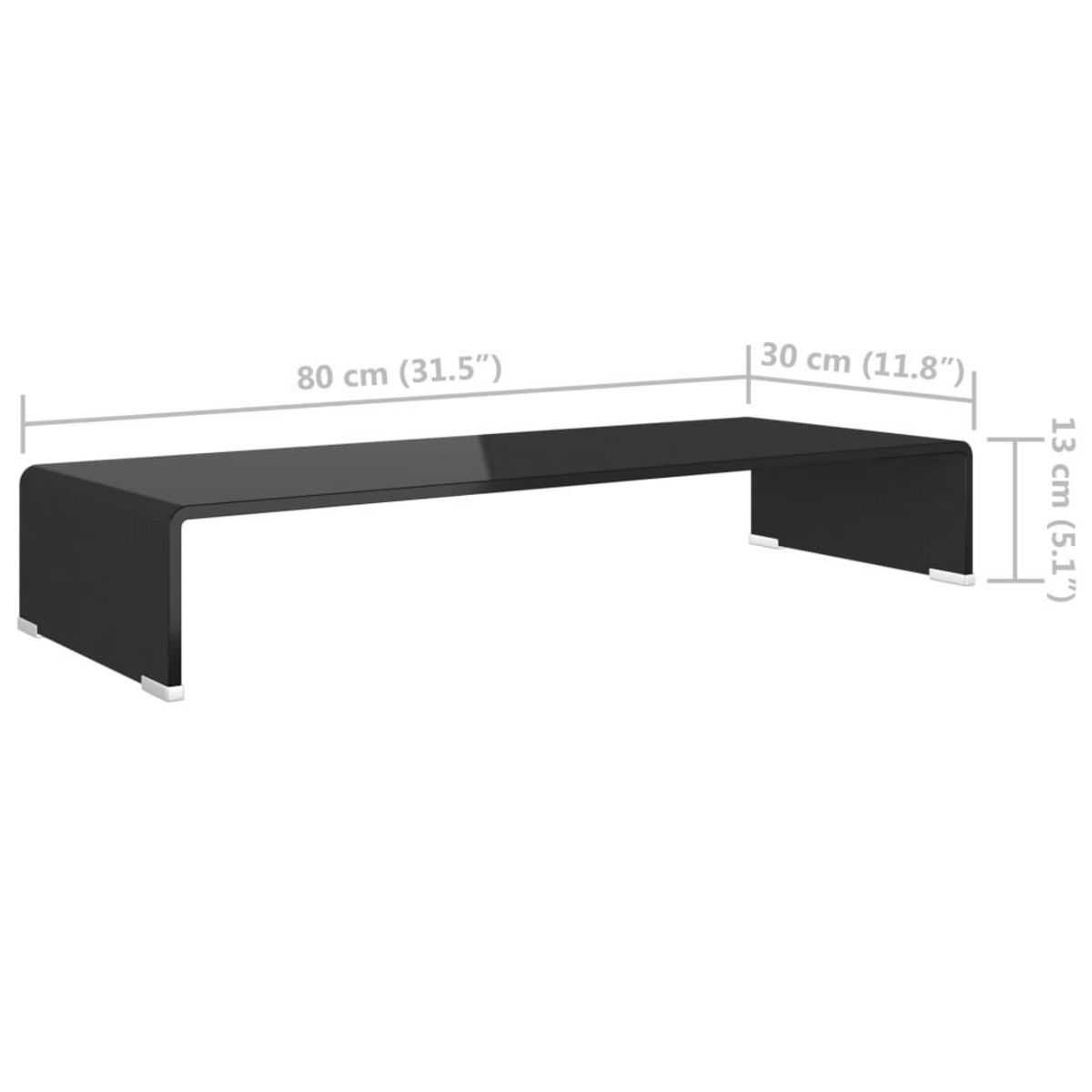 VIDAXL Meuble TV/support pour moniteur 80x30x13 cm verre noir