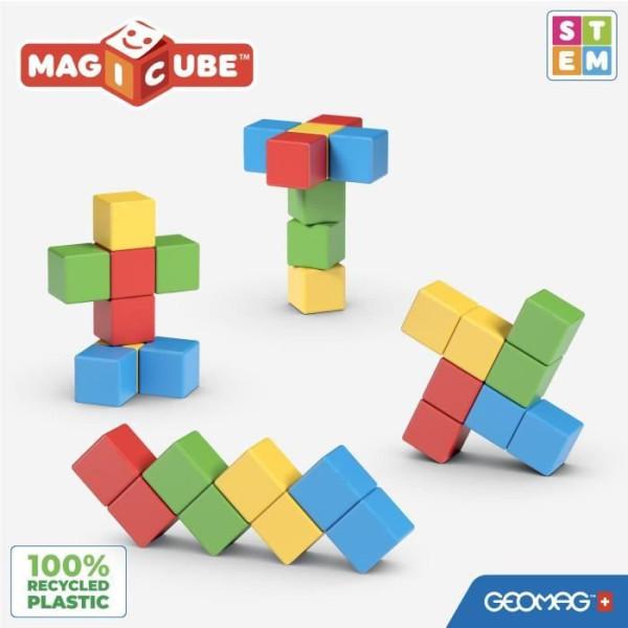Voir la diapositive 4 : Geomag Jeu de construction magnétique - GEOMAG - Magicube Recycled Creative Set - 8 pieces - Plastique recyclé - Des 1 an