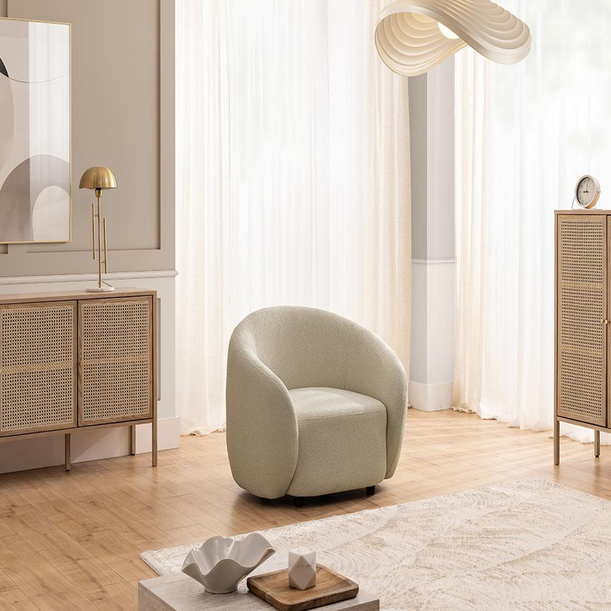 Voir la diapositive 3 : LISA DESIGN Flore - fauteuil en tissu bouclette