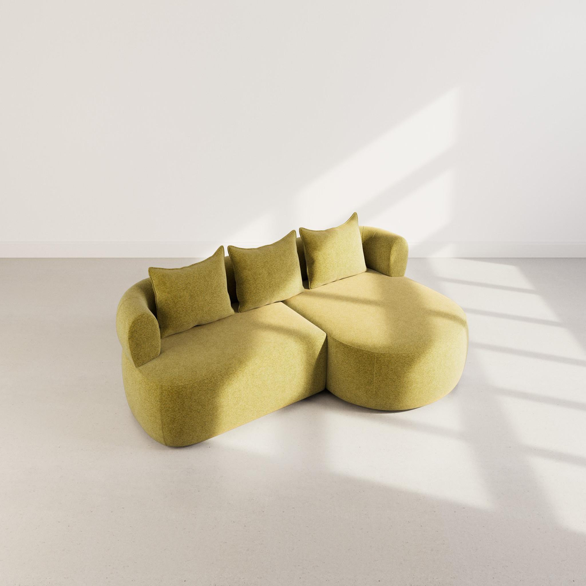 Voir la diapositive 3 : BEST MOBILIER Angela - canapé d'angle droit 4 places en velours texturé