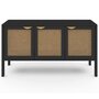 Voir la diapositive 3 : ID MARKET Buffet bas 110 cm EDHEN 3 portes bois noir et cannage