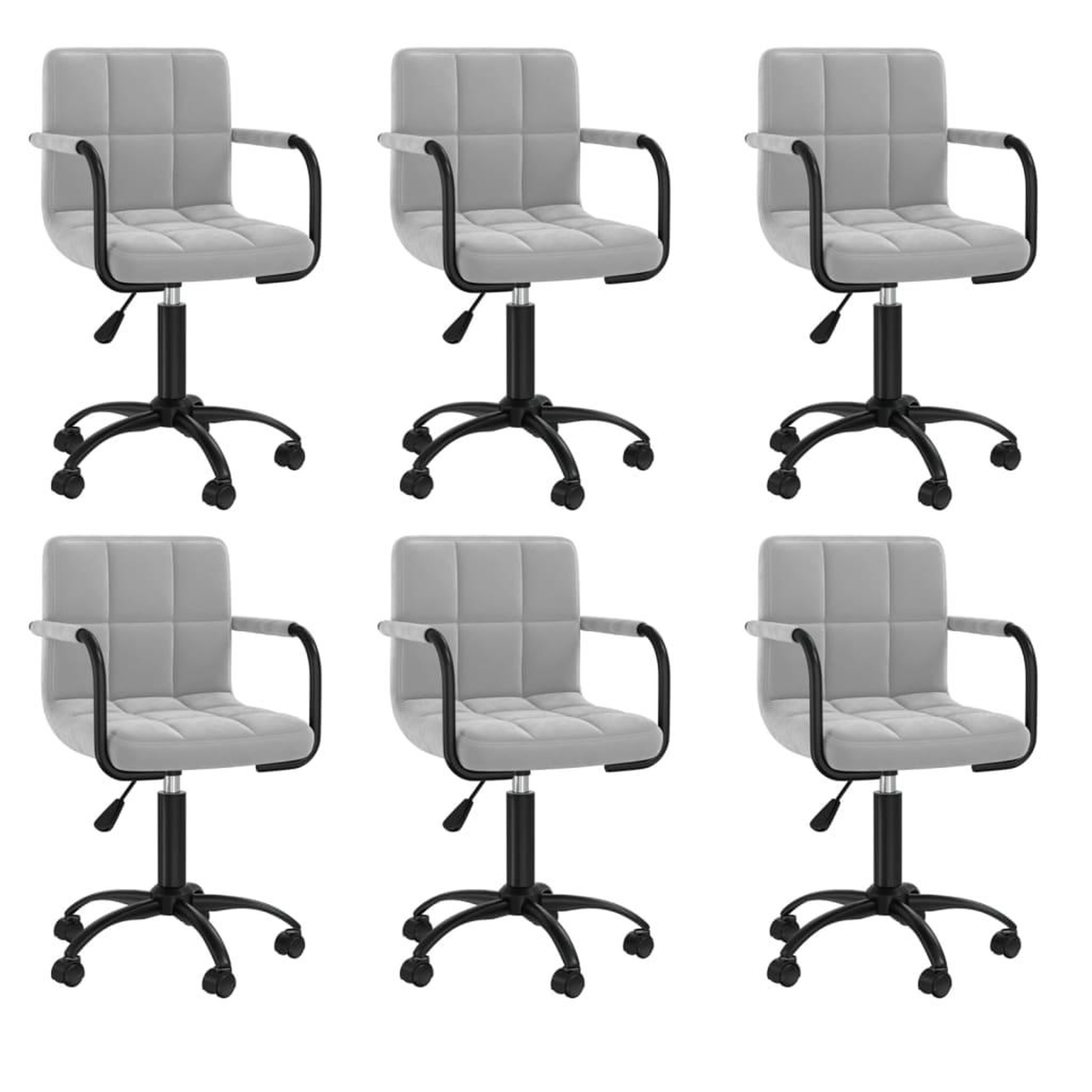 VIDAXL Chaises pivotantes a manger lot de 6 gris clair velours