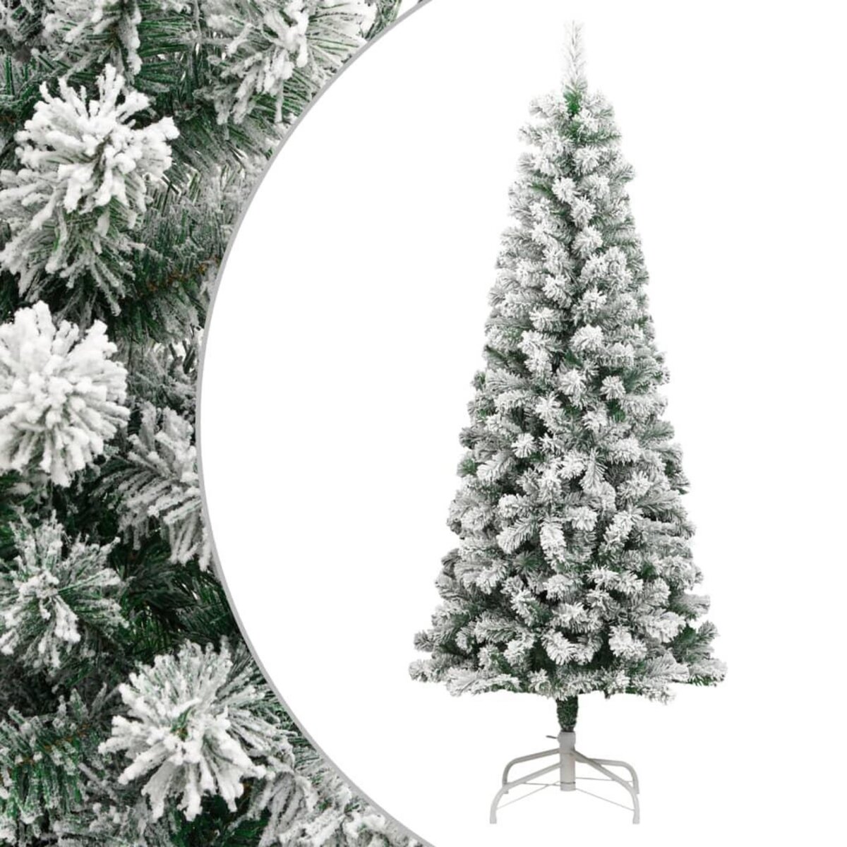 VIDAXL Sapin de Noël artificiel a charnieres avec neige floquee 210 cm