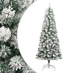 VIDAXL Sapin de Noël artificiel a charnieres avec neige floquee 210 cm