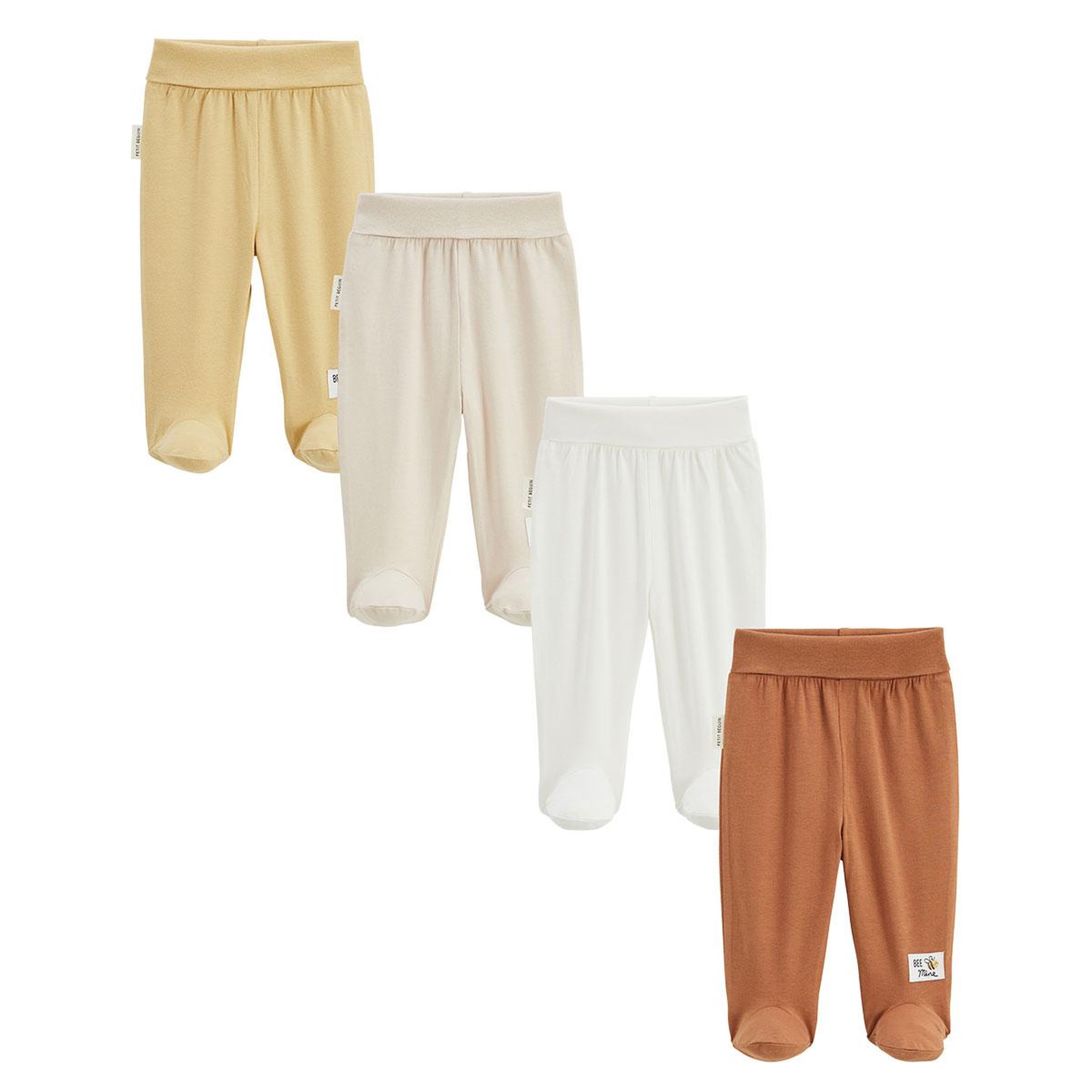 Petit Béguin Lot de 4 pantalons bébé eden. Coloris disponibles : Beige