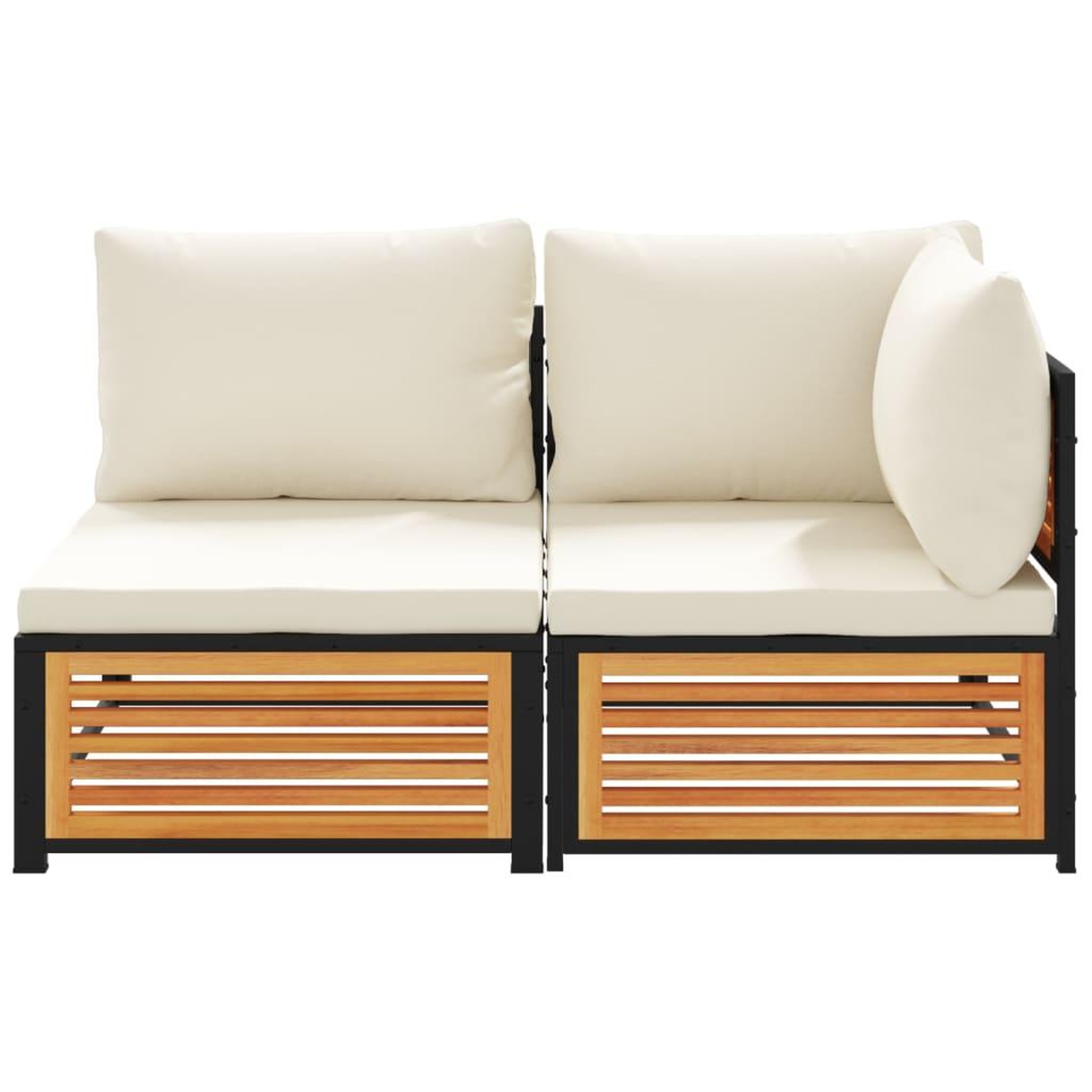 Voir la diapositive 4 : VIDAXL Canape de jardin avec coussins 2 places bois massif d'acacia