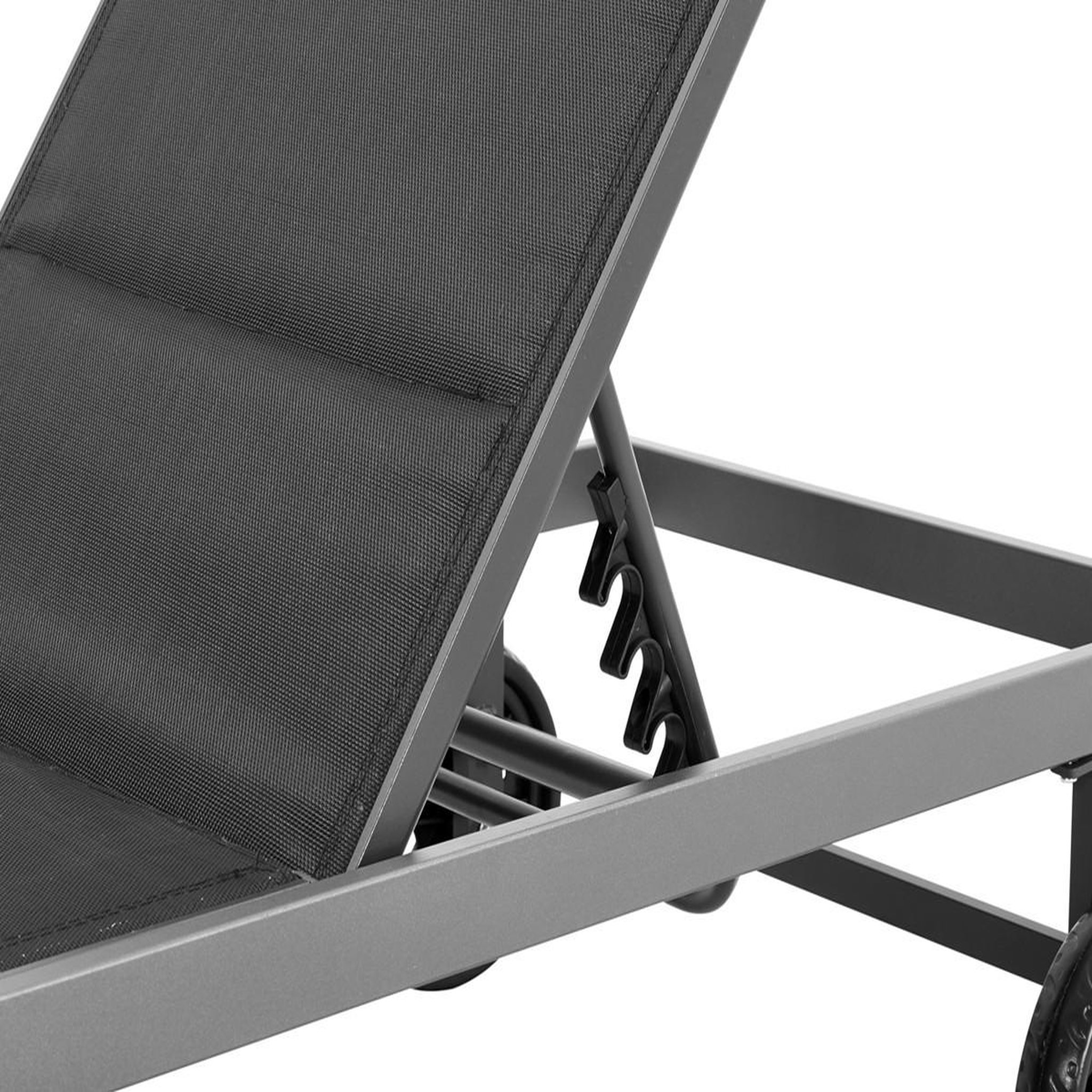 Voir la diapositive 2 : Habitat et Jardin Bain de soleil textilène matelassé et aluminium  Bella  - Phoenix - Noir