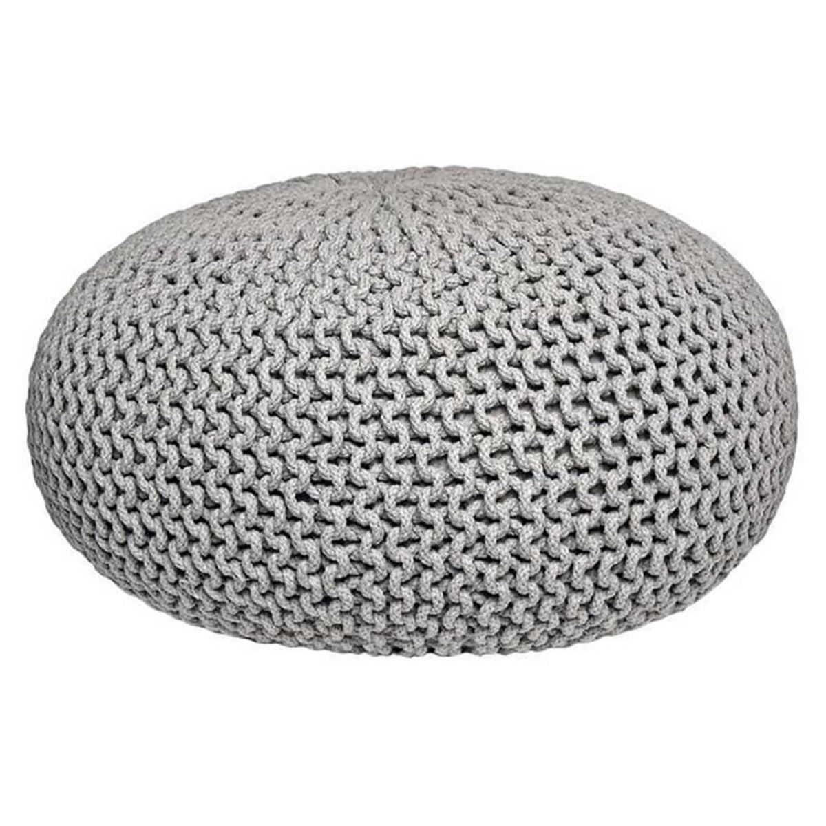 LABEL51 LABEL51 Pouf tricote Coton L Gris clair