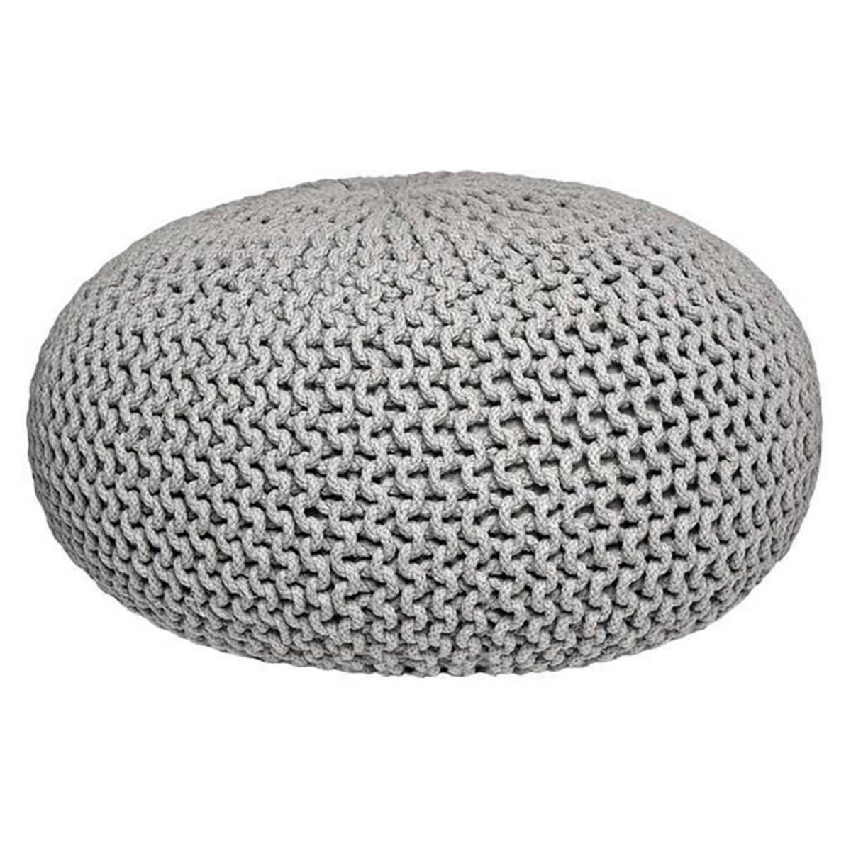 LABEL51 LABEL51 Pouf tricote Coton L Gris clair