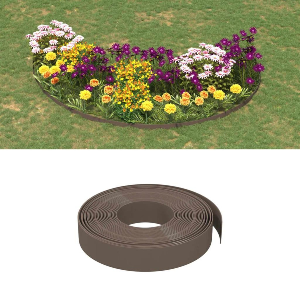 VIDAXL Bordures de jardin 4 pcs marron 10 m 10 cm polyethylene