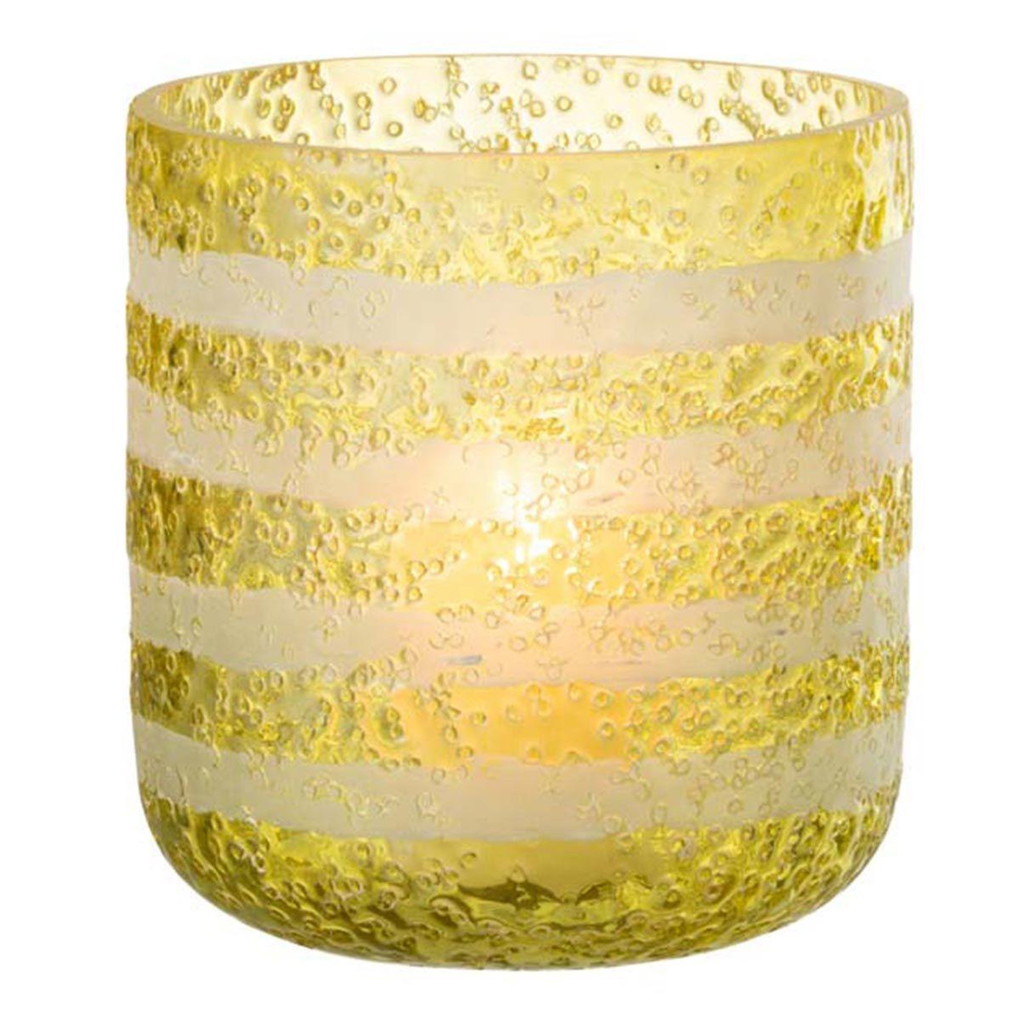 Voir la diapositive 2 : J-LINE Photophore Design en Verre  Lignes  15cm Jaune