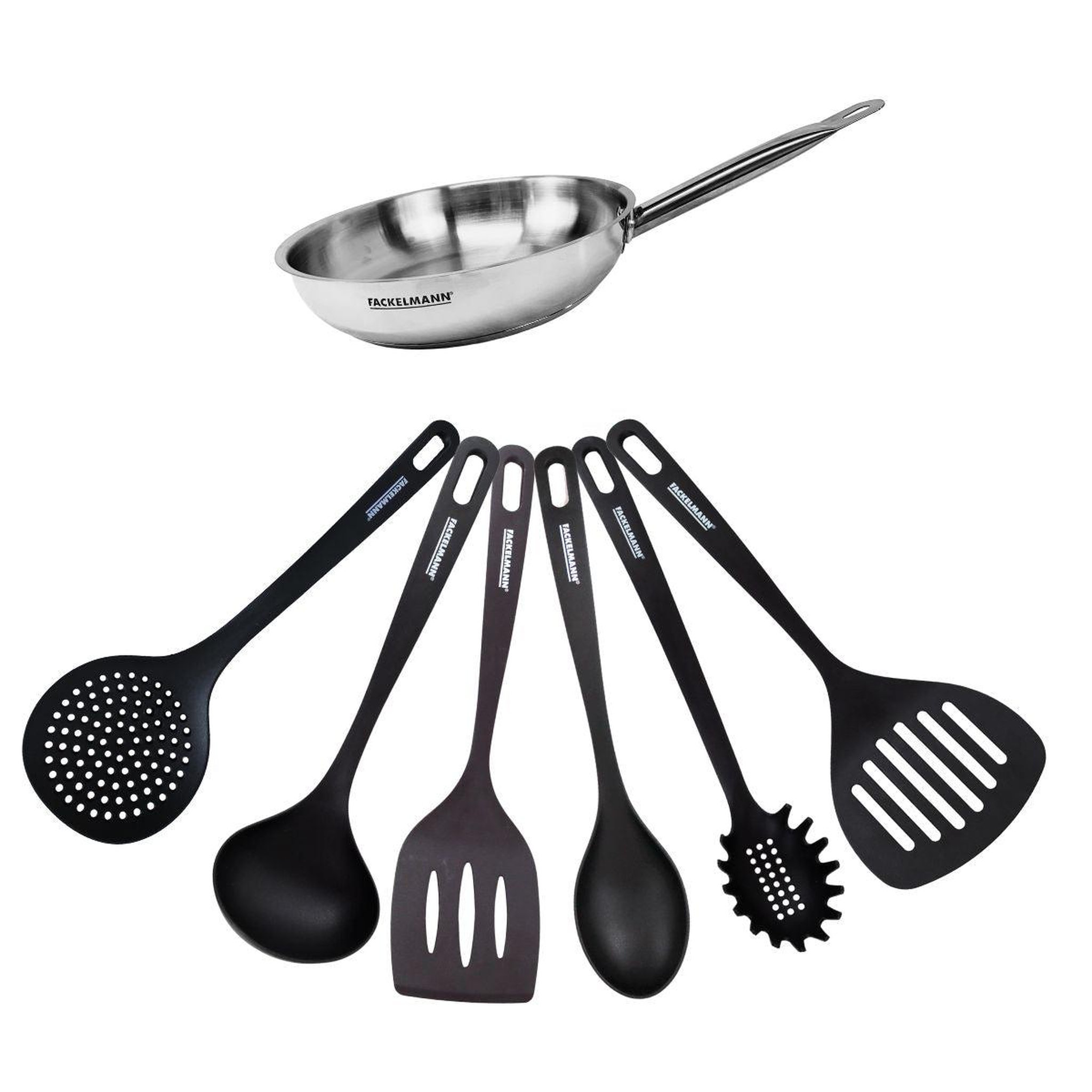 Fackelmann Set de 1 poêle 20 cm en inox et 6 ustensiles fackelmann eterna