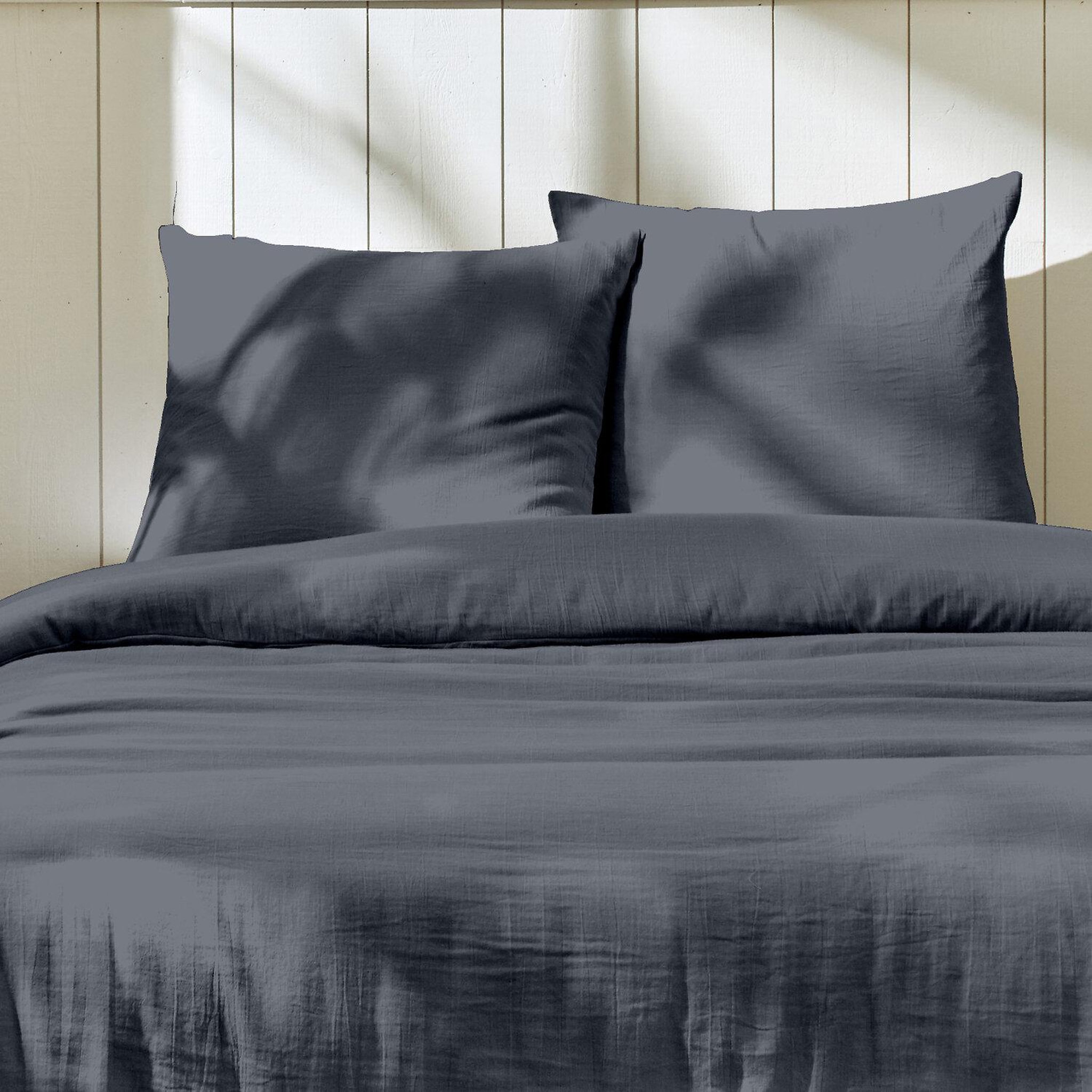 Voir la diapositive 3 : Home collection Parure housse de couette en gaze de coton - rose