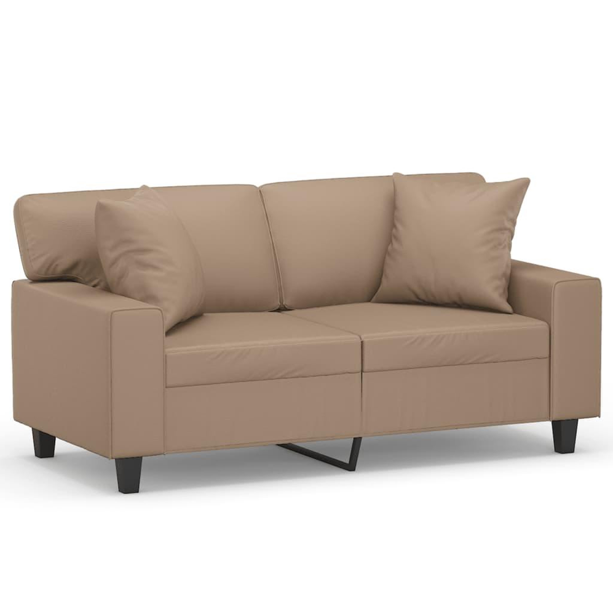 Voir la diapositive 2 : VIDAXL Canape 2 places avec oreillers cappuccino 120 cm similicuir