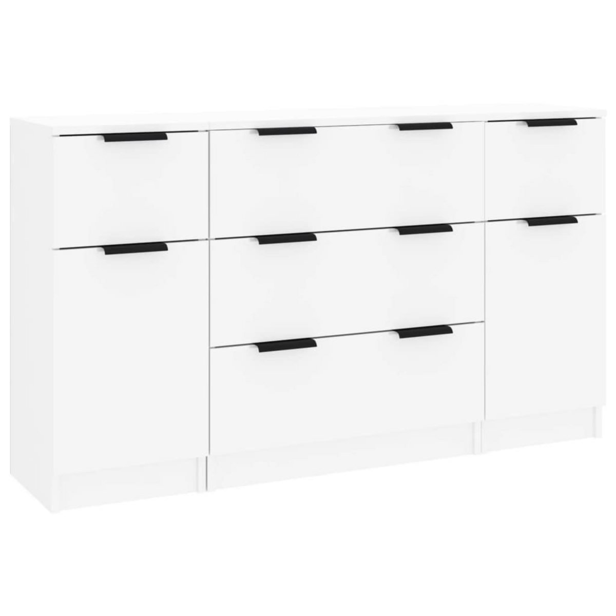 VIDAXL Ensemble de buffets 3 pcs Blanc brillant Bois d'ingenierie