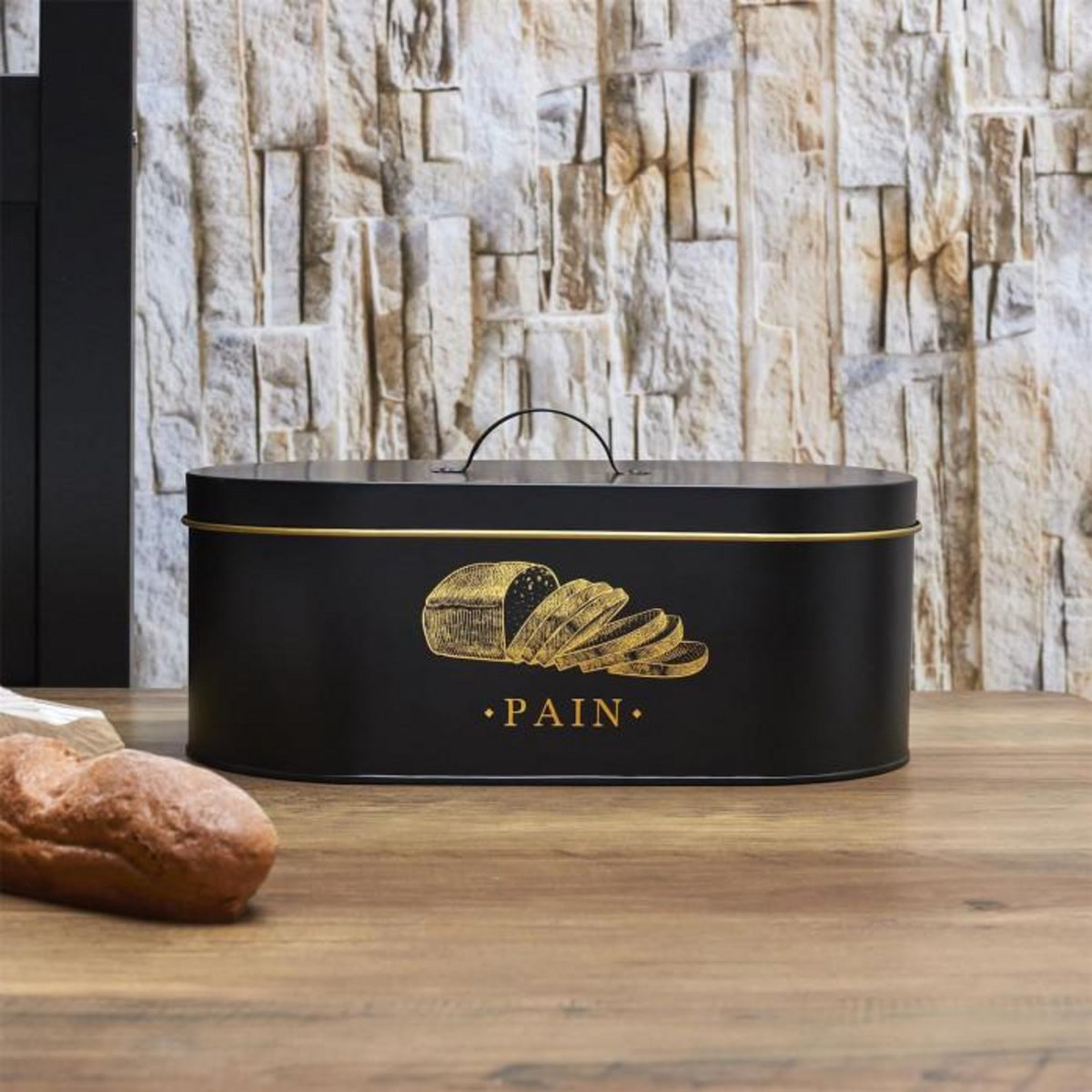 Paris Prix Boîte à Pain en Métal  Lounge  33cm Noir