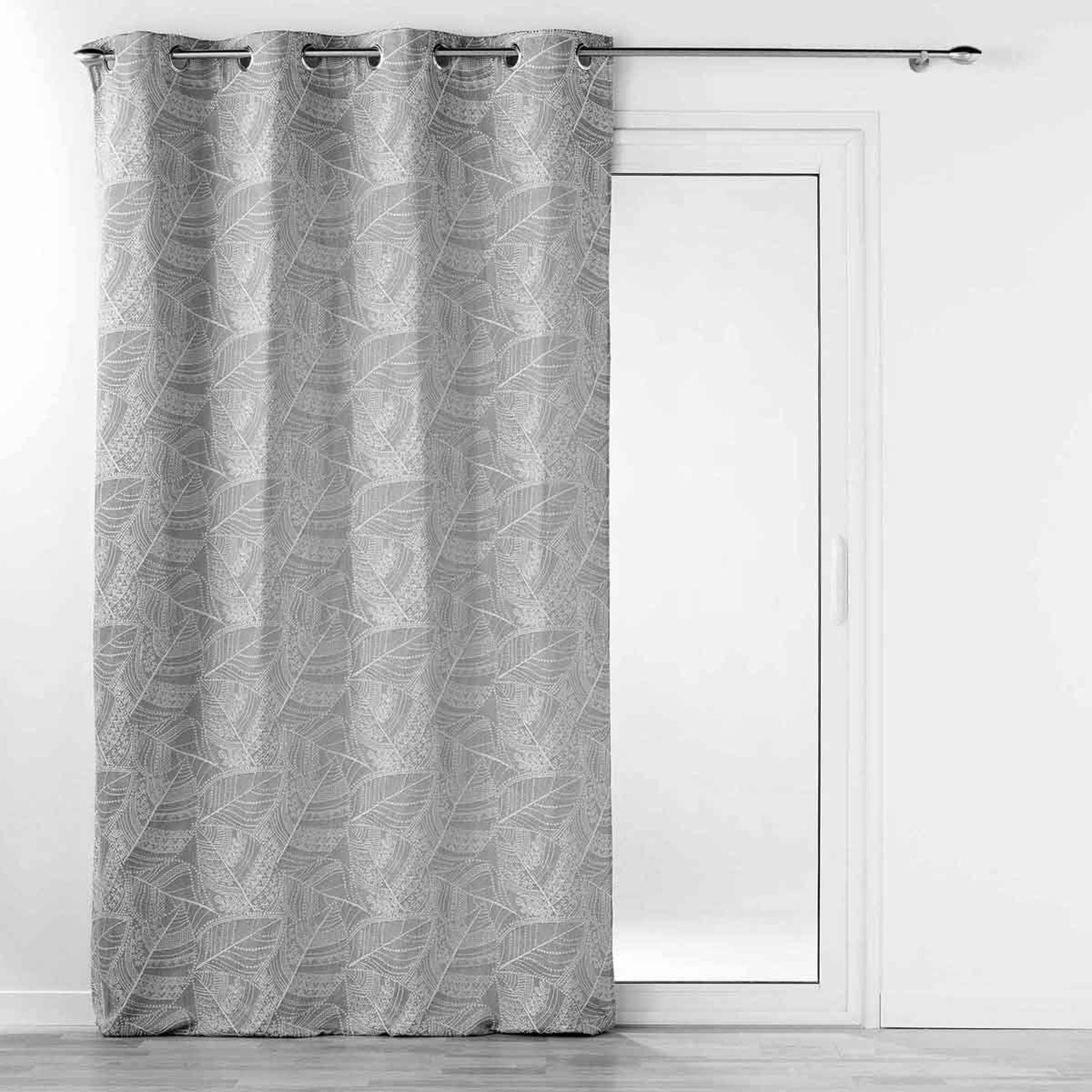 Douceur d'Intérieur Rideau à œillets jacquard  floriss  140x260cm gris