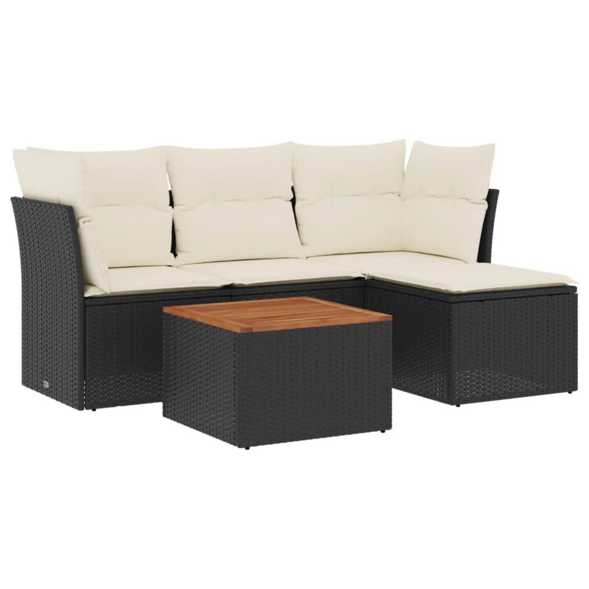Voir la diapositive 2 : VIDAXL Salon de jardin 5 pcs avec coussins noir resine tressee