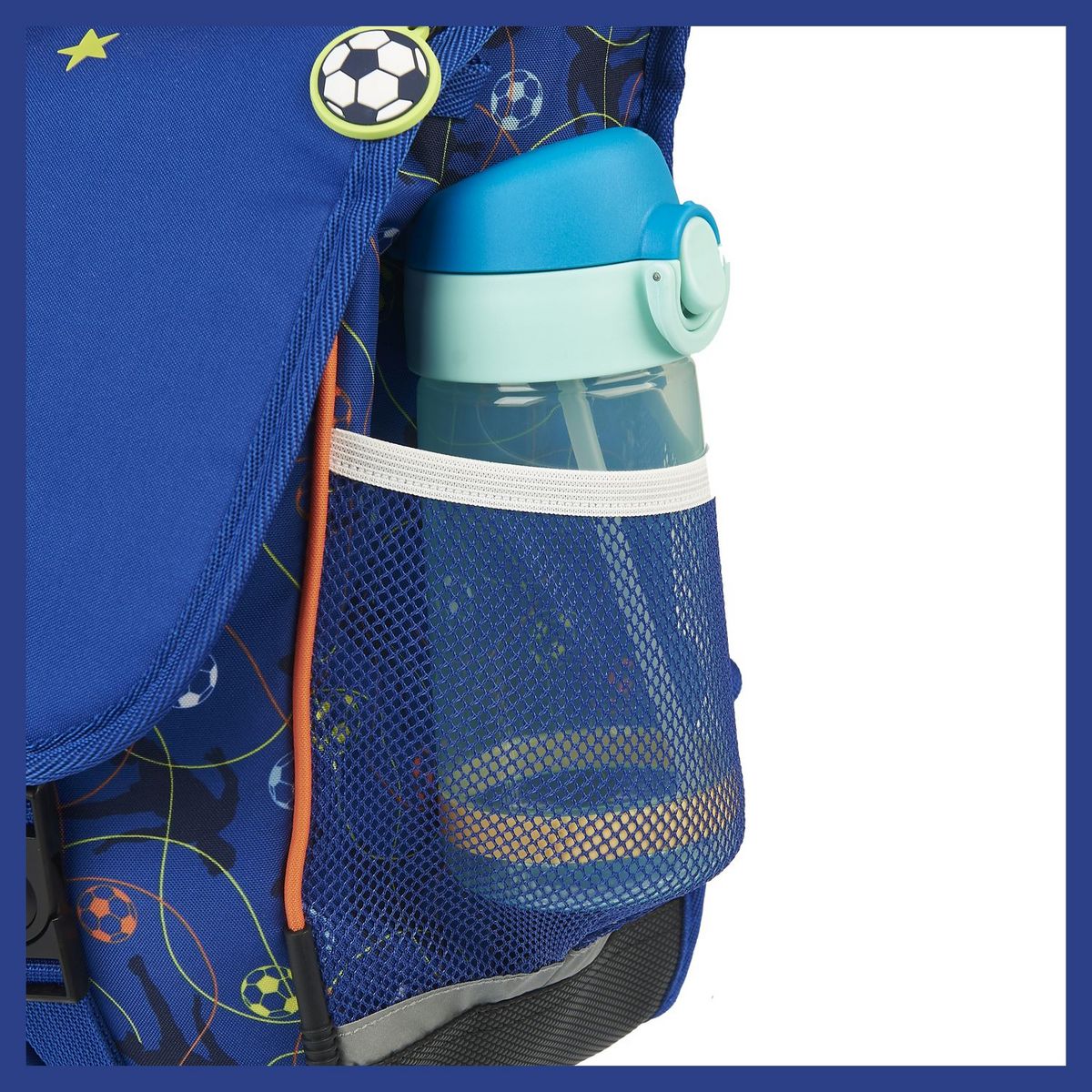 AUCHAN Cartable à roulettes bleu FOOTBALL