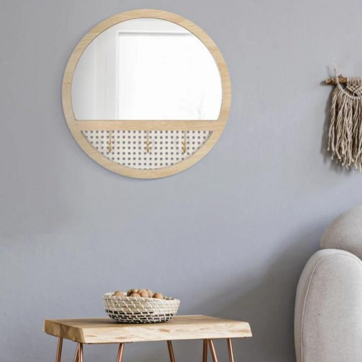 Paris Prix Miroir Mural Avec 3 Crochets  Fuji  50cm Naturel