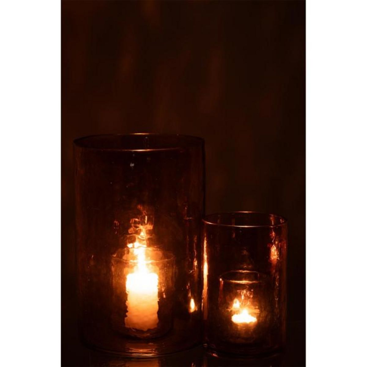 Paris Prix Photophore Double en Verre  Hurricane  30cm Ocre