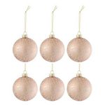 Paris Prix Lot de 6 Boules de Noël  Givré Mat  8cm Rose Clair