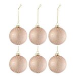 Paris Prix Lot de 6 Boules de Noël  Givré Mat  8cm Rose Clair