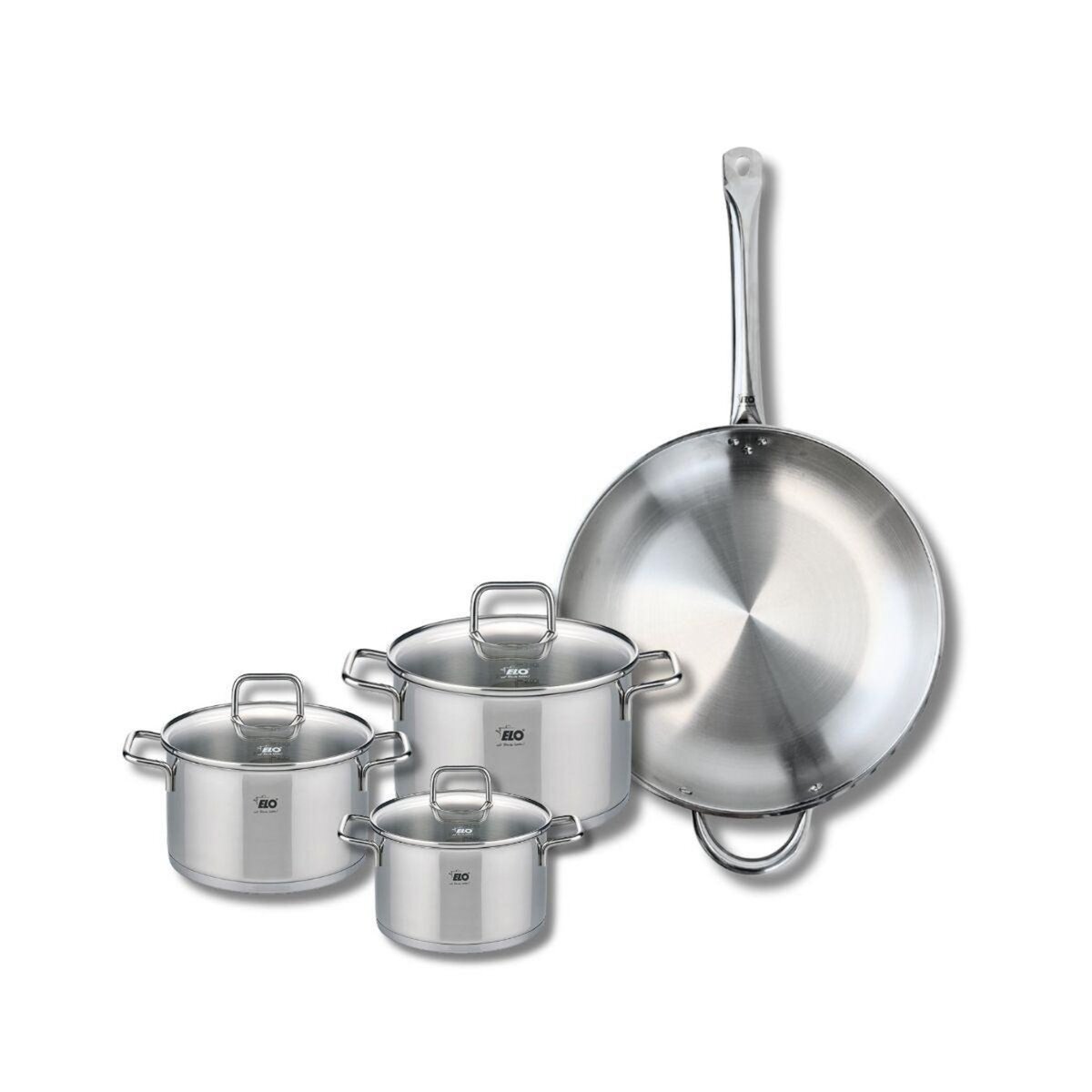 ELO Set de 1 Poêle de cuisson 32 cm et 3 faitouts 14, 16 et 20 cm Elo Profi Citrin