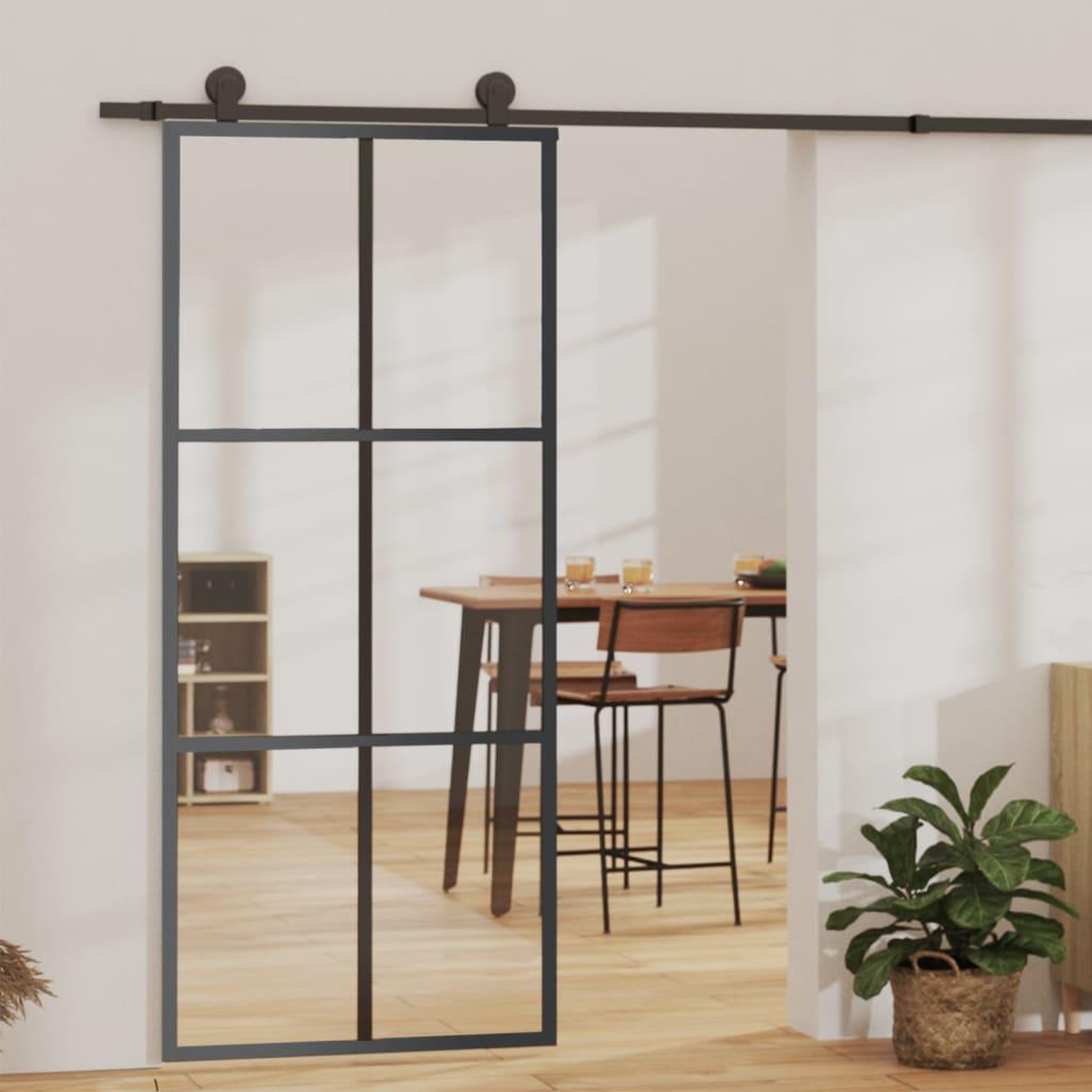 VIDAXL Porte coulissante et quincaillerie Verre et Aluminium 90x205 cm