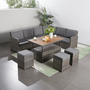 Voir la diapositive 4 : CONCEPT USINE Salon de jardin 9 places table relevable SAHARA