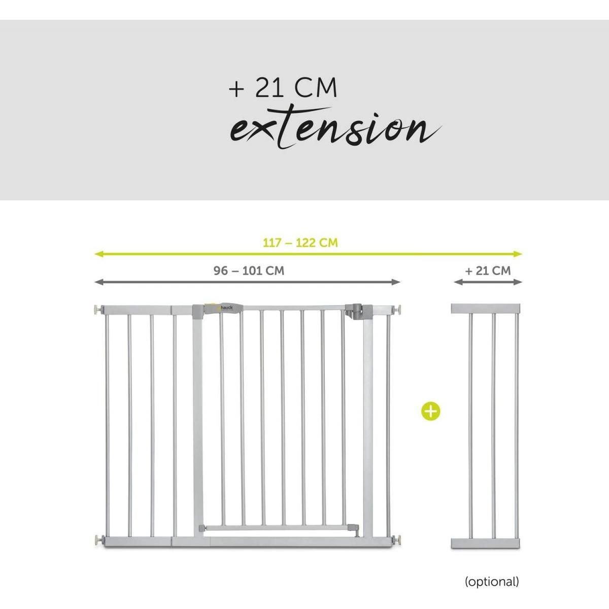 HAUCK Porte de sécurité Gate Stop N Safe 2 + Rallonge 21 cm Argent