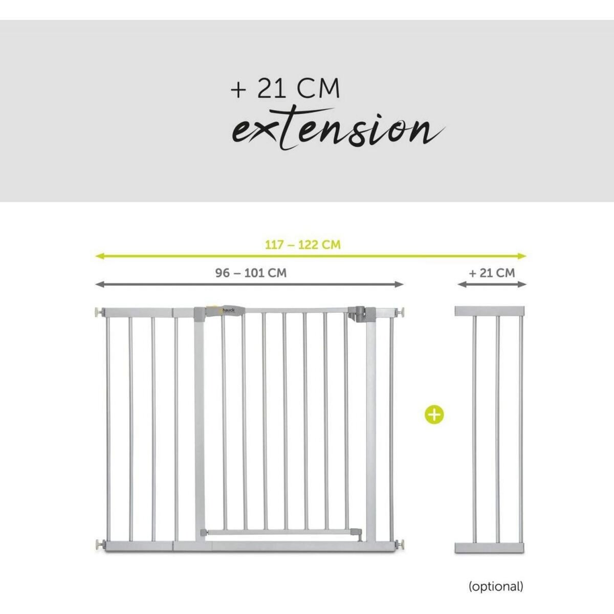 HAUCK Porte de sécurité Gate Stop N Safe 2 + Rallonge 21 cm Argent